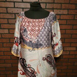 Kay's Closet (Rachel Kate) Paisley Satin Dress Size LG. 100% polyester.